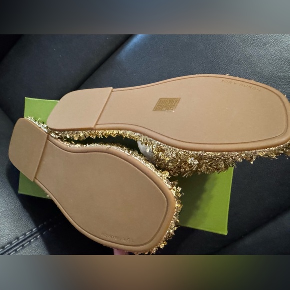 Tory Burch Glittering Gold Slide Sandals - Picture 2 of 9